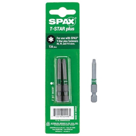 Spax Spax 2015395 T20 x 2 in. T-Star Plus Driver Bit Steel; 2 per Pack - Pack of 10 2015395